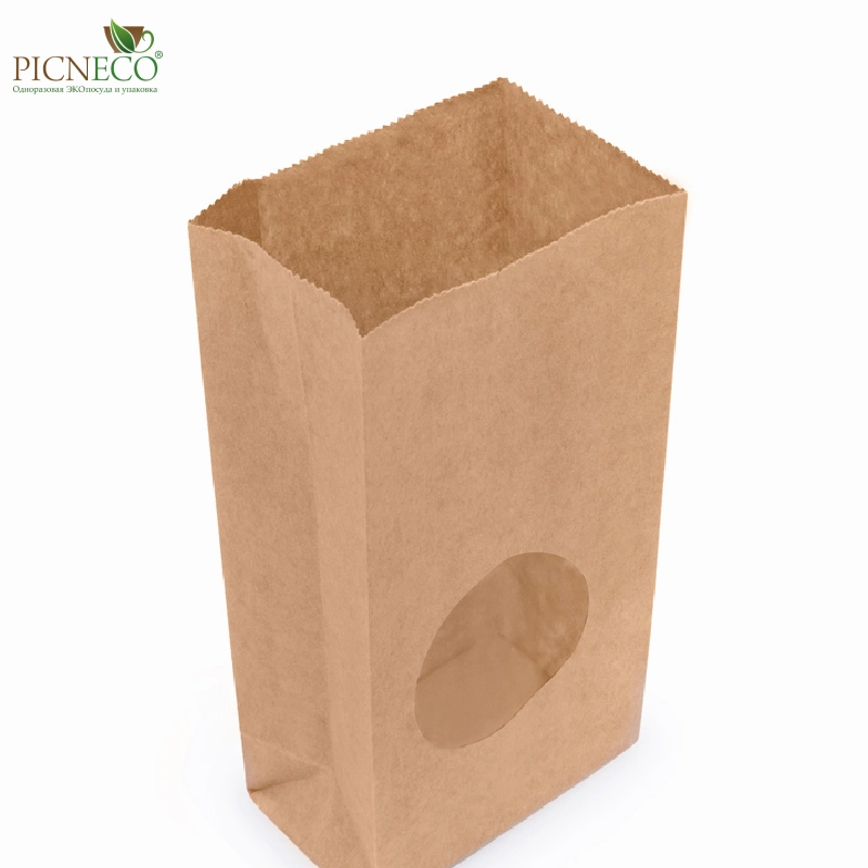 товар Крафт пакет с окном 50 мм, прямоугольное дно, 80*50*170 мм KPR008